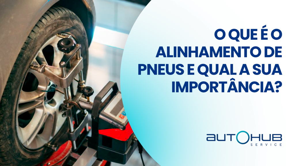 Pneu de um carro passando por um processo de alinhamento, como o seguinte texto: O que é o alinhamento de pneus e qual a sua importância