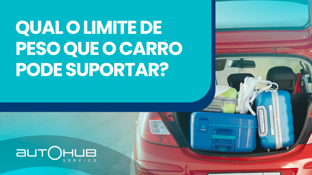 Carro com diversas bagagens no porta-malas e o seguinte texto:: Qual o limite de peso que o carro pode suportar?